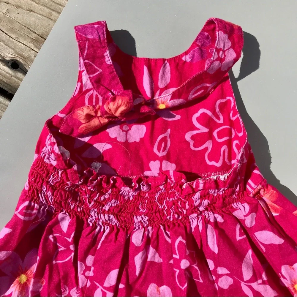 Little Lindsey Fuchsia Floral Tropical Sun Summer Dress Size 24M 100% Cotton
